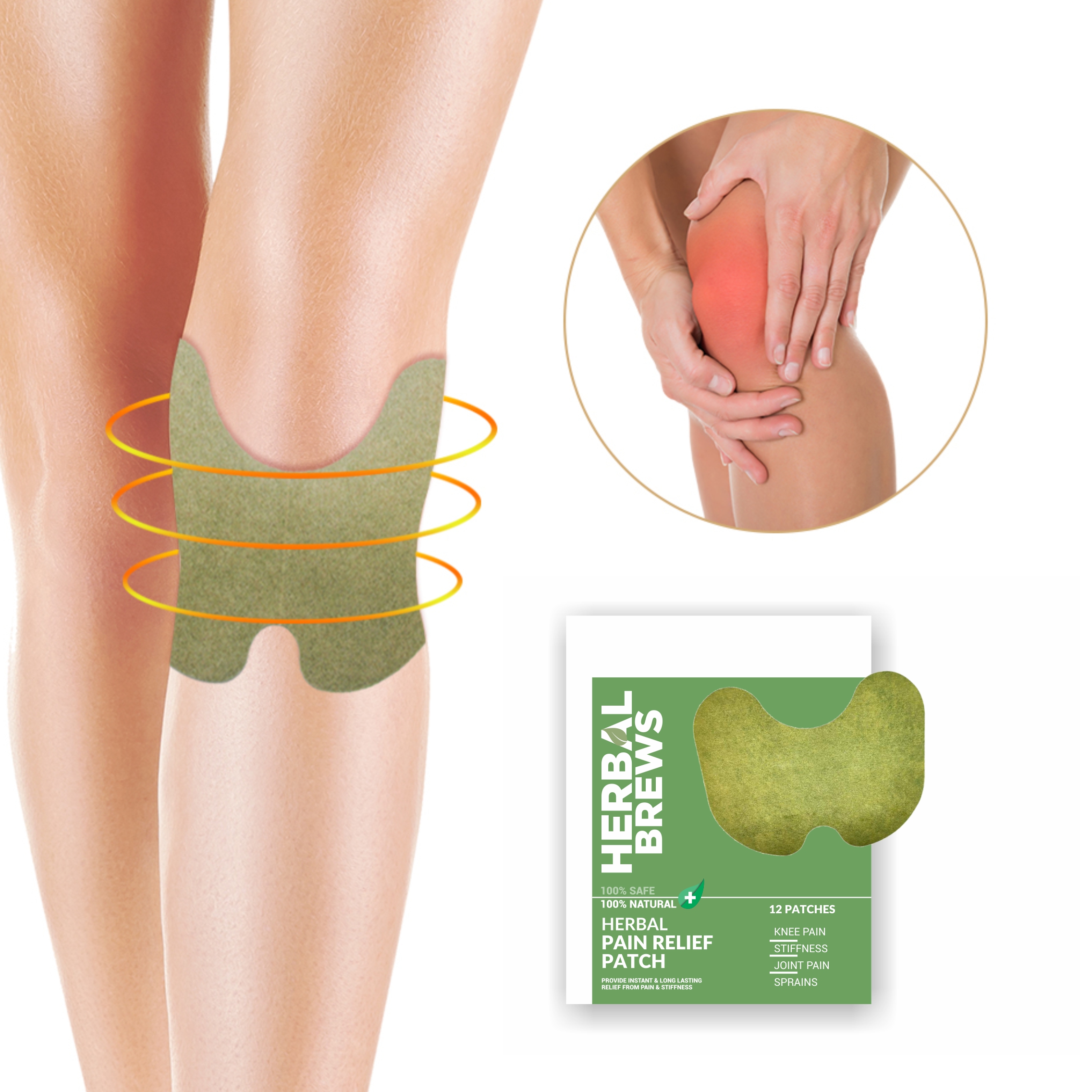 Flexiknee Natural Knee Pain Patch, Knee Joint Pain Relief Patch