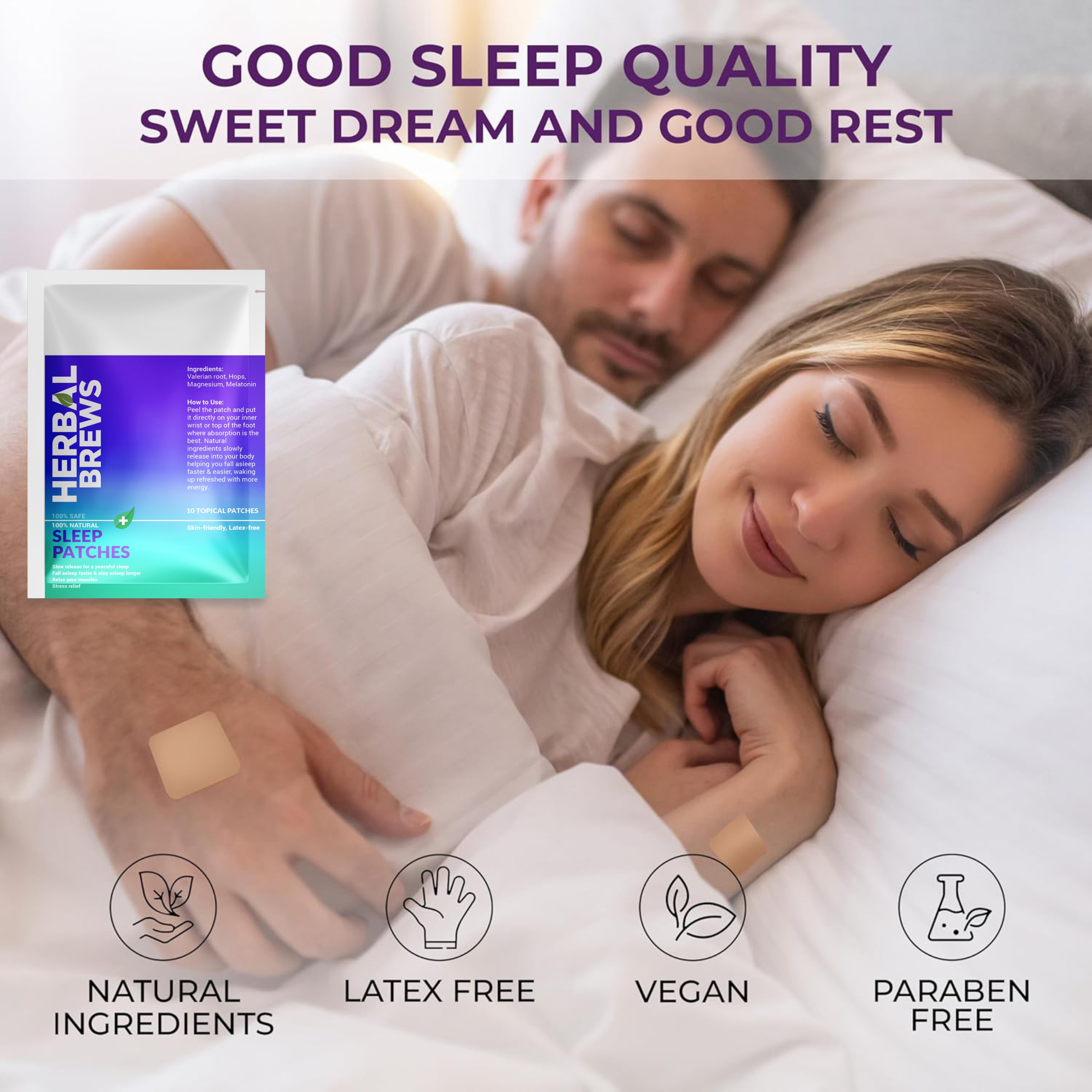 Deep Sleep Patches for Adults Extra Strength | Easy-to-Apply Stickable Sleep Patch with All Natural Ingredients | Relax & Wake Up Refreshed | Supports Rest and Rejuvenation for Travel, Jet Lag | Long-Lasting Night Comfort for Men & Women | 10 Patches
