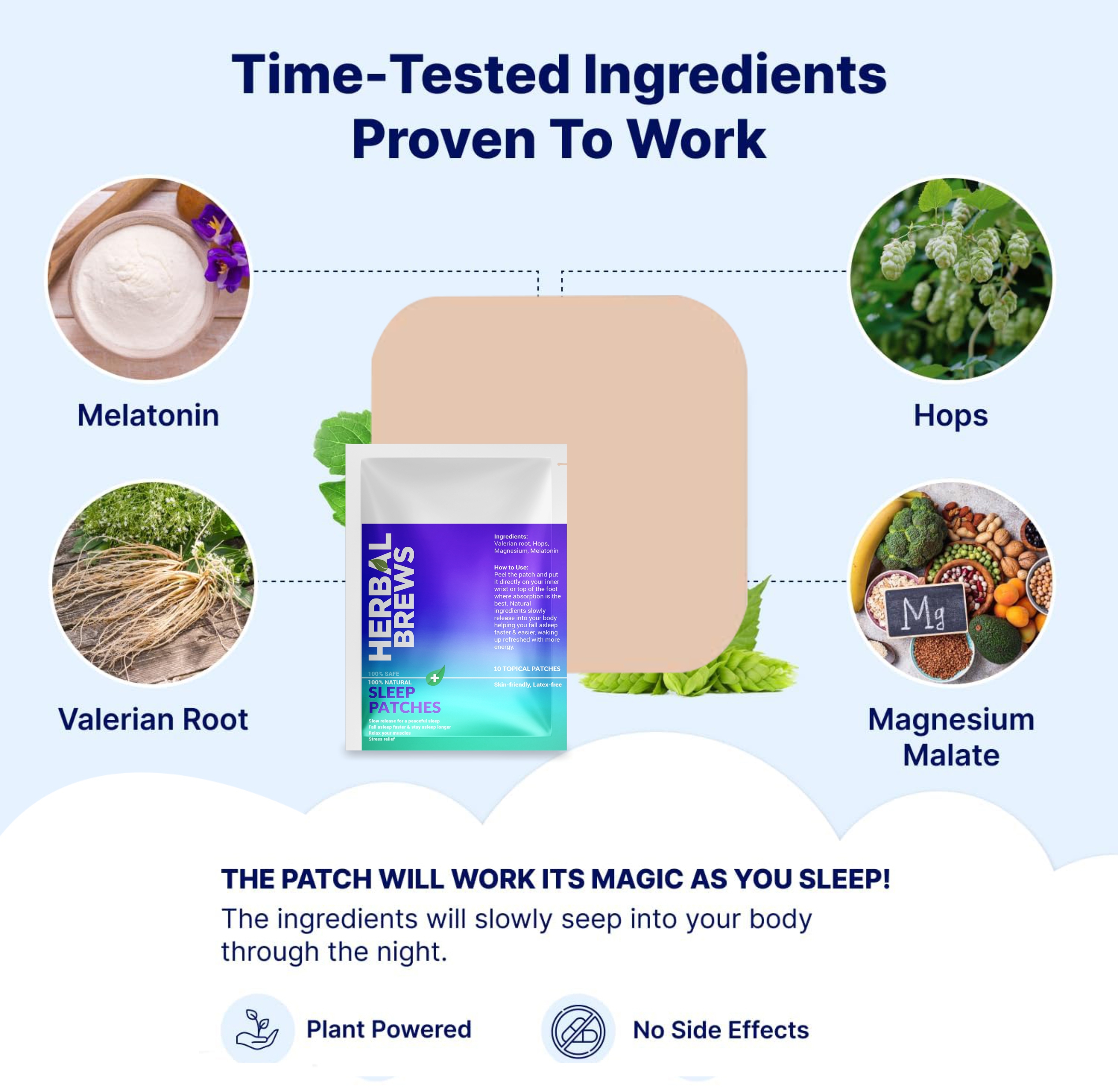 Deep Sleep Patches for Adults Extra Strength | Easy-to-Apply Stickable Sleep Patch with All Natural Ingredients | Relax & Wake Up Refreshed | Supports Rest and Rejuvenation for Travel, Jet Lag | Long-Lasting Night Comfort for Men & Women | 10 Patches