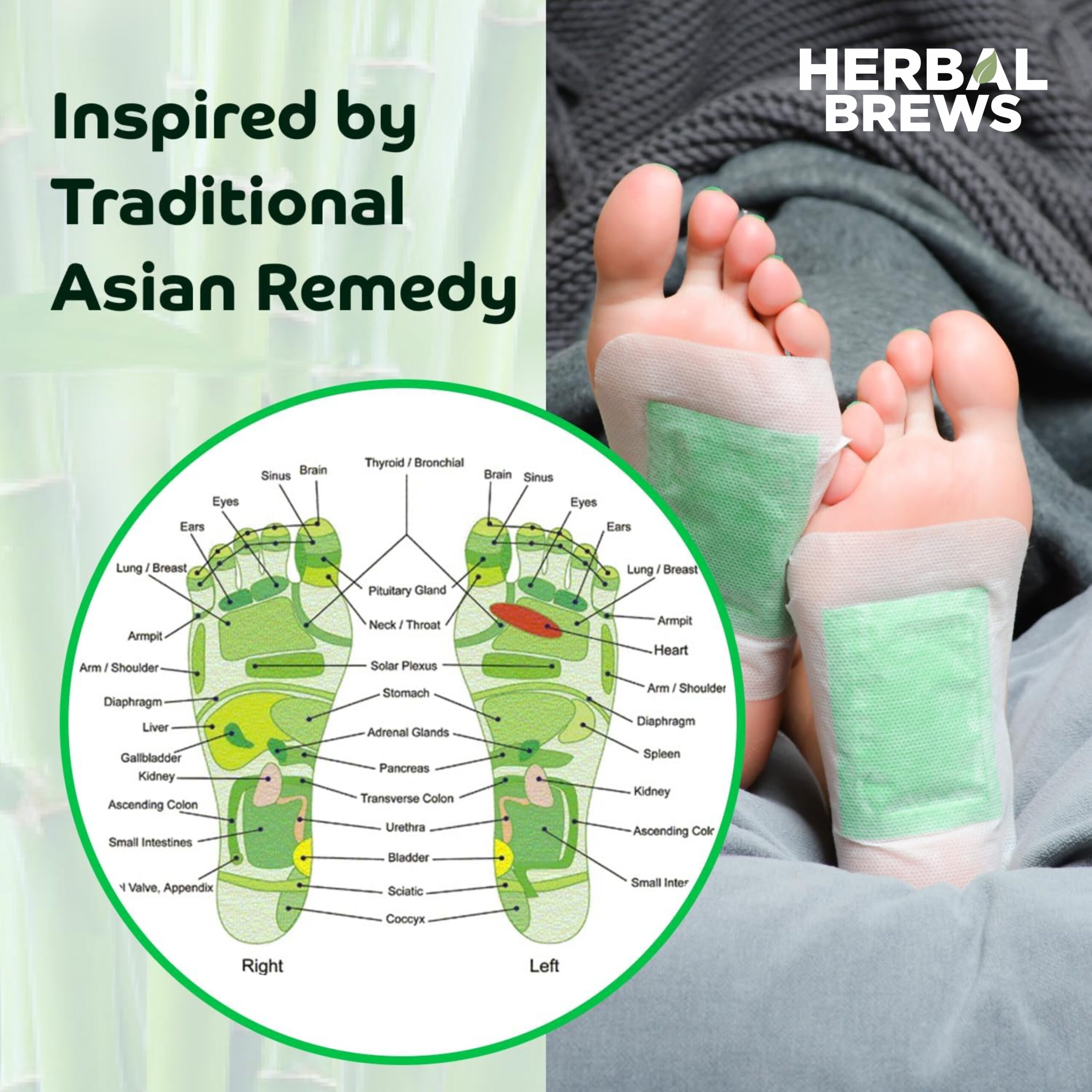 Foot Patches for Detox | Original Deep Cleansing Natural Bamboo Foot Pads | Cleanse, Moisturize & Energize for Men & Women | 10 Pads (Original, One-Size)